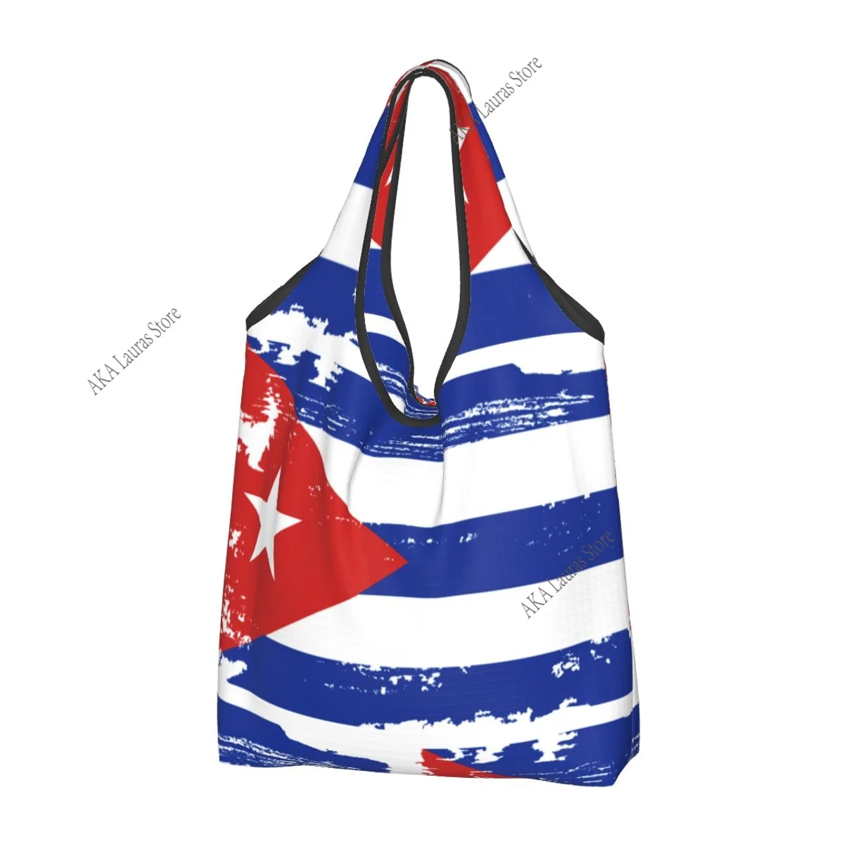 Shopping Bags Women Portable Cuba Flag Big Capacity Grocery Shopper Tote Bags