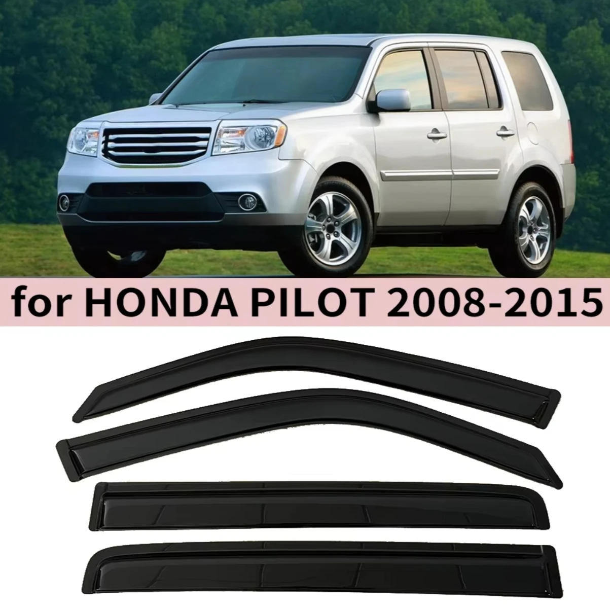 

Window Visor for HONDA PILOT 2008 2009 2010 2011 2012 2013 2014 2015 Wind Deflectors Rain Guards Door Visor Vent Shade Ventvisor