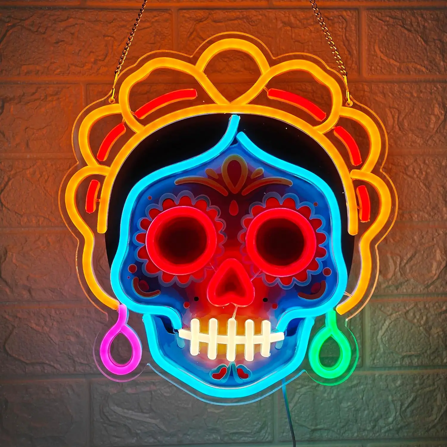 Sugar Skull Neon Sign USB Powered Mexican LED Neon Light Halloween Party Gothic Bedroom Gaming Room Bar Window Home Decor Gift