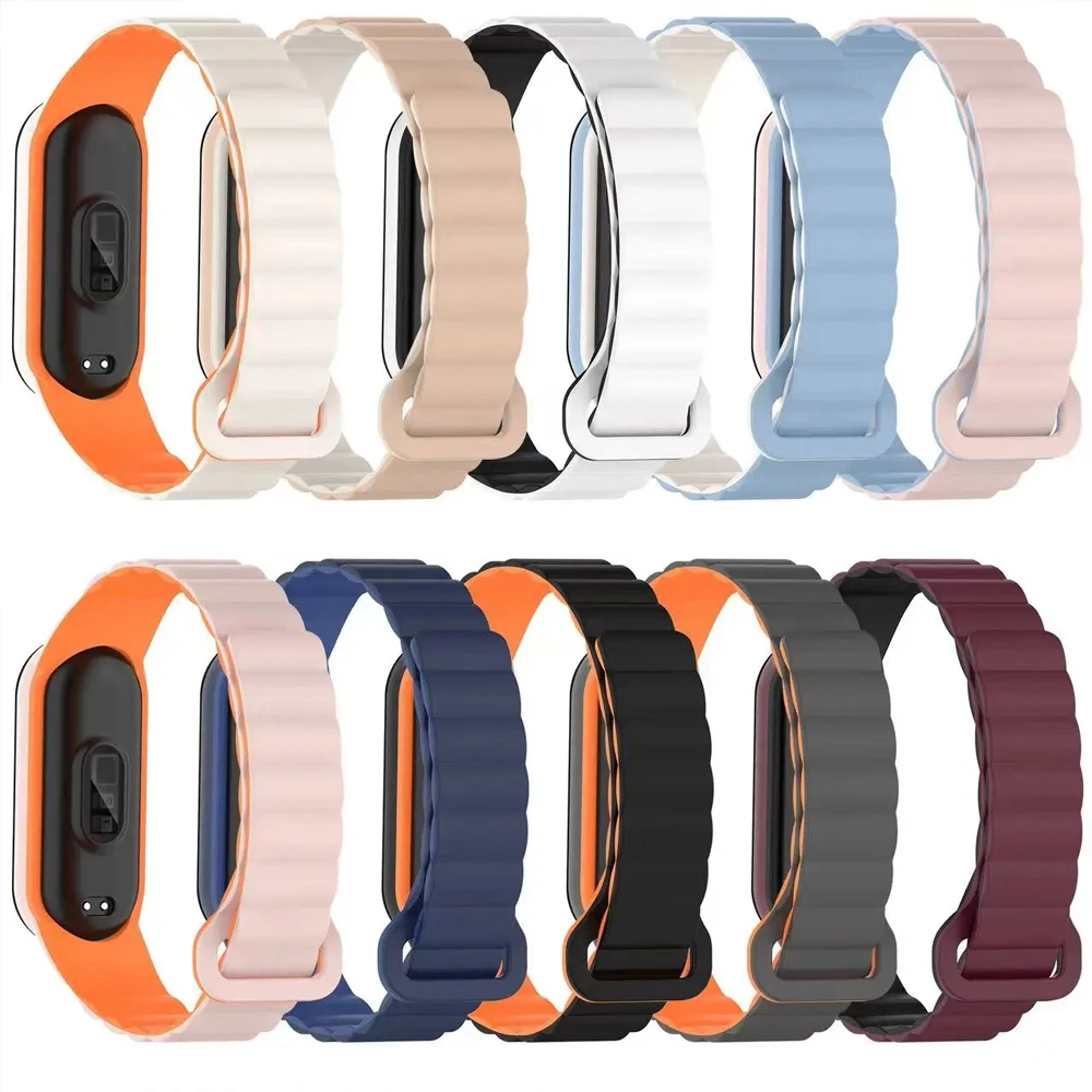 Silicone Magnetic Strap For Xiaomi 8 7 Mi Band 4 3 Sport Wristband For Xiaomi Watch 9 Miband 6 5 Accessories Watchcase Bracelet