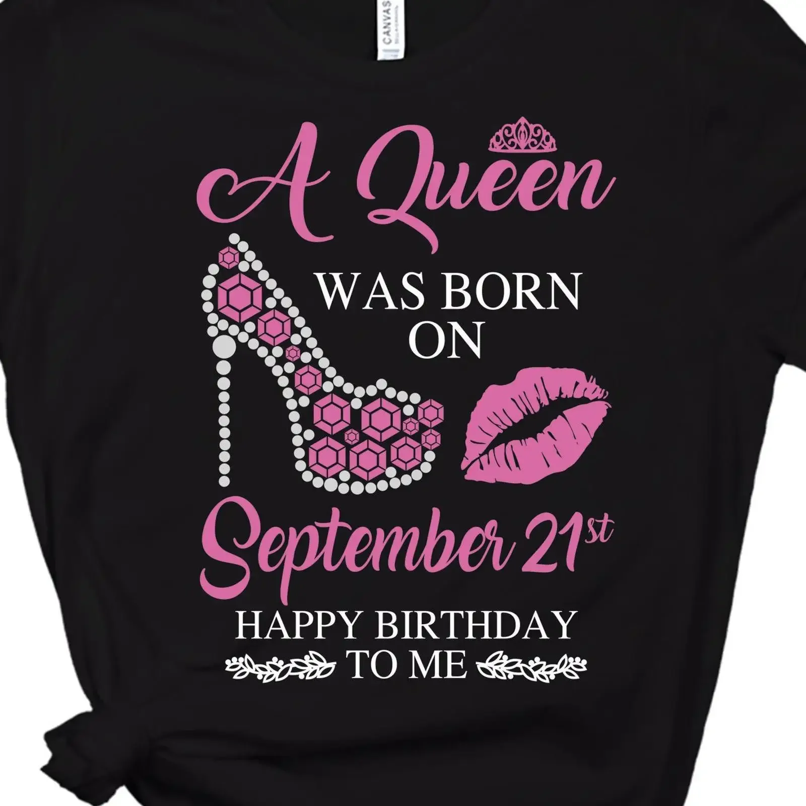 Personalized Glitter Birthday T Shirt Shoe A Queen Was Born Custom Month Bling vintage Washed fashion graphic Stylish