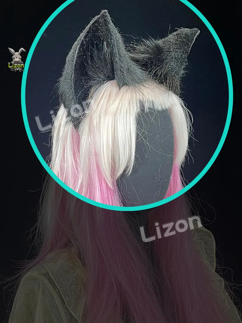 Anime Fox Tail Cosplay Elektrische staart Draadloze afstandsbediening Witte Fox Tail Zwarte dieren Staarten Oren Handgemaakte harige grote staart