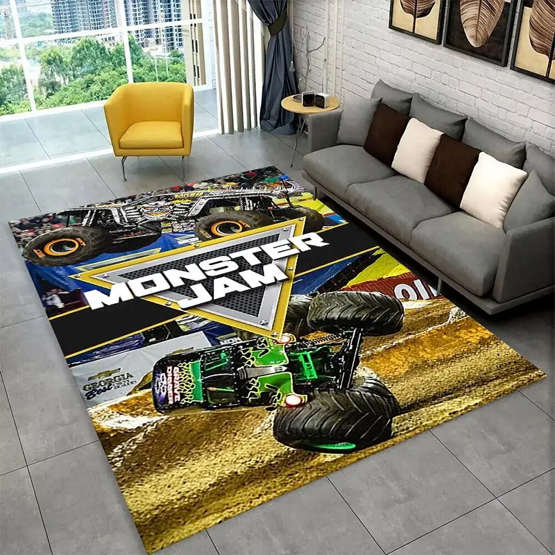 Cartoon Monster Truck Monster Jam Non-Slip Area Rug for Living Room,Bedroom,Playroom,Carpet Floor Mat Home Decor Rug  Room