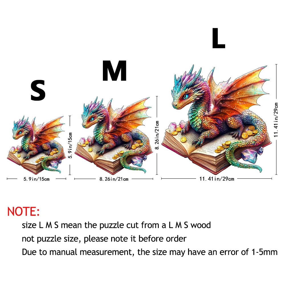 3D Dragon Wooden Puzzle - Brain Teaser with Irregular Animal Shapes, Stress Relief Adult Puzzle Game, Unique Birthday/Valentine'
