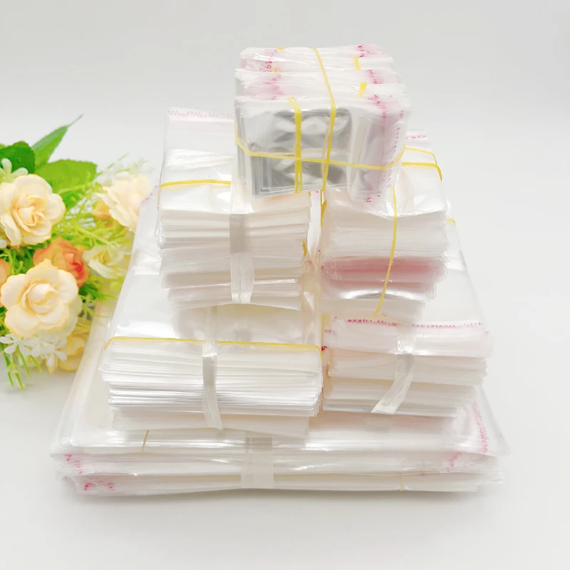 1000pcs OPP Transparent Gift Bag Poly Cellophane Clear Self Adhesive Seal Plastic Bags for Gifts Pouches Packaging Storage Bags