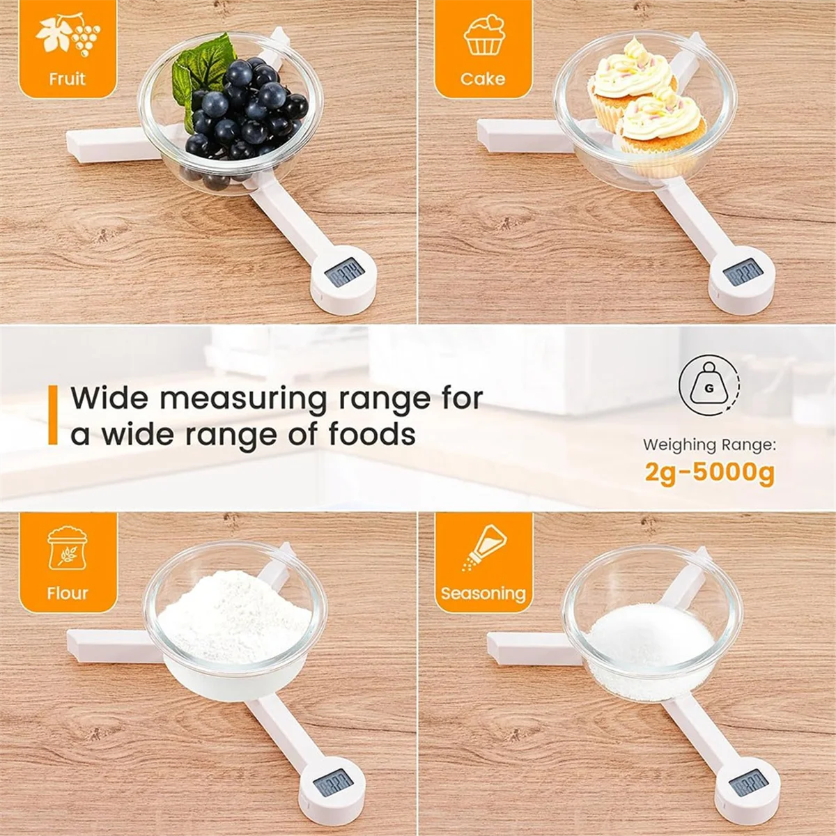 High Precision Folding Food Scale, Digital Kitchen Scale with LCD Display, Food Scale for Measuring Healthy Intake