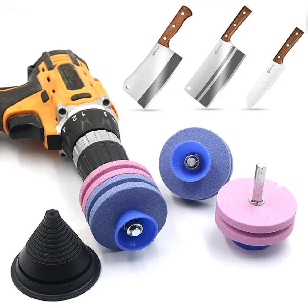 Double-Layer Mower Blade Grindstone Multifunction Lawnmower Knife Sharpener Wear Resiatant Grinding Wheel Stone for Most Drill