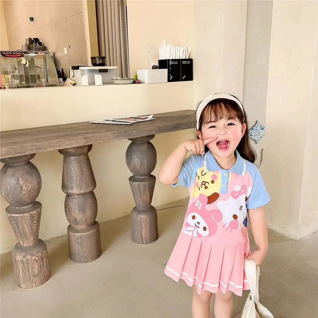 

2022 Sanrios Anime Summer Dress My Melody Kids Baby Girls Teen Kawaii Princess Dress Beach Dress Cartoon Children Clothing Gifts