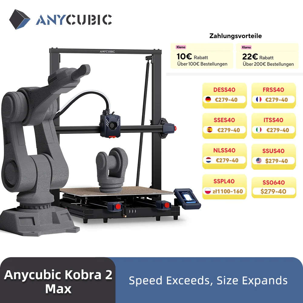 ANYCUBIC Kobra 2 MAX FDM Large Format 3D Printer Build Size With 500*420*420mm 500mm/s Maximum Print Speed Smart APP Control