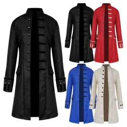 Men Victoria Edwardian Steampunk Trench Coat Frock Outwear Vintage Prince Overcoat Medieval Renaissance Jacket Cosplay Costume