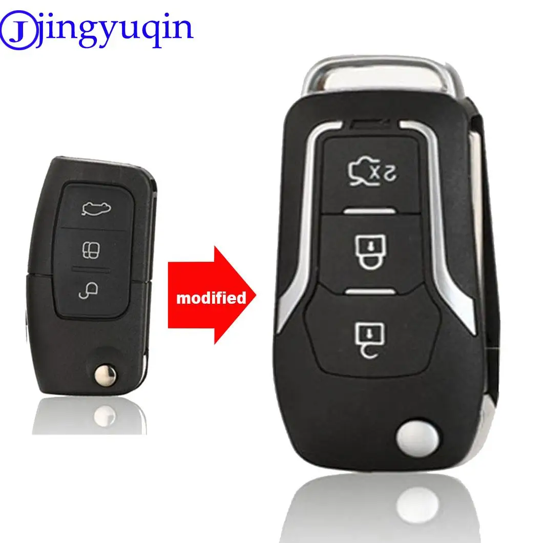 Jingyuqin 3 przyciski zmodyfikowany Filp samochód zdalnego klucz Shell dla Ford Mondeo Focus Fiesta C Max S Max Galaxy Fob centralny zamek z pilotem