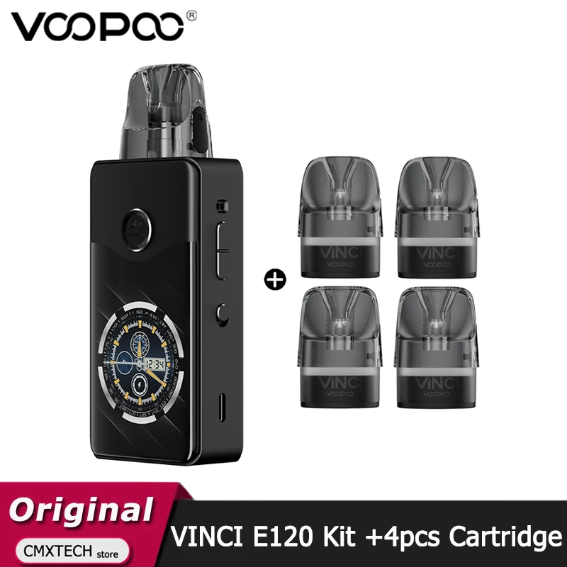 الأصلي VOOPOO VINCI E120 Kit 120W Vape 4500mAh Pod Mod + 2 قطعة DTL & 2 قطعة MTL 5 مللي VINCI PnP X خرطوشة فارغة E السجائر Vaper