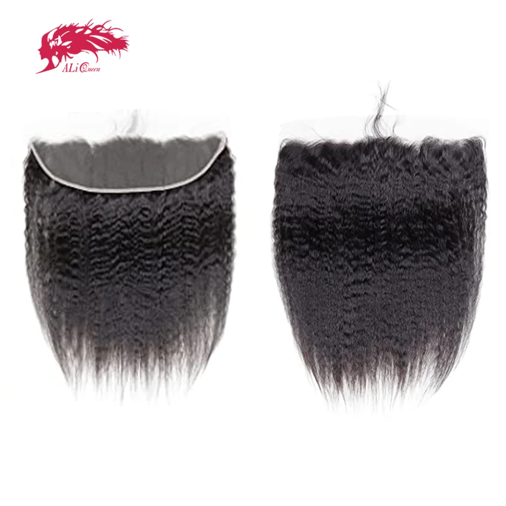 ผมแท้ Ali Queen Hair 13x4 แบบ Yaki Straight HD Lace Frontal ความหนาแน่น 130% ผมบราซิลแท้ พร้อมลูกผม สีธรรมชาติ