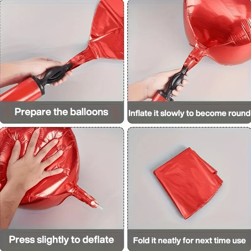 4pcs Burgundy Balloons (10-32")  Stand. No Helium Needed. Reusable Reflective Sphere for Xmas, Wedding, Birthday, Garden Party - view 6