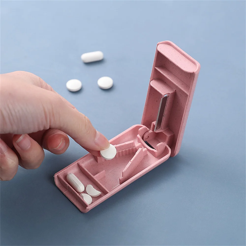 Pill Cutter Medicine Dose Tablet Cutter Splitter Divide Compartment Storage Box Portable Medicine Case Boxes Home Storage Tools