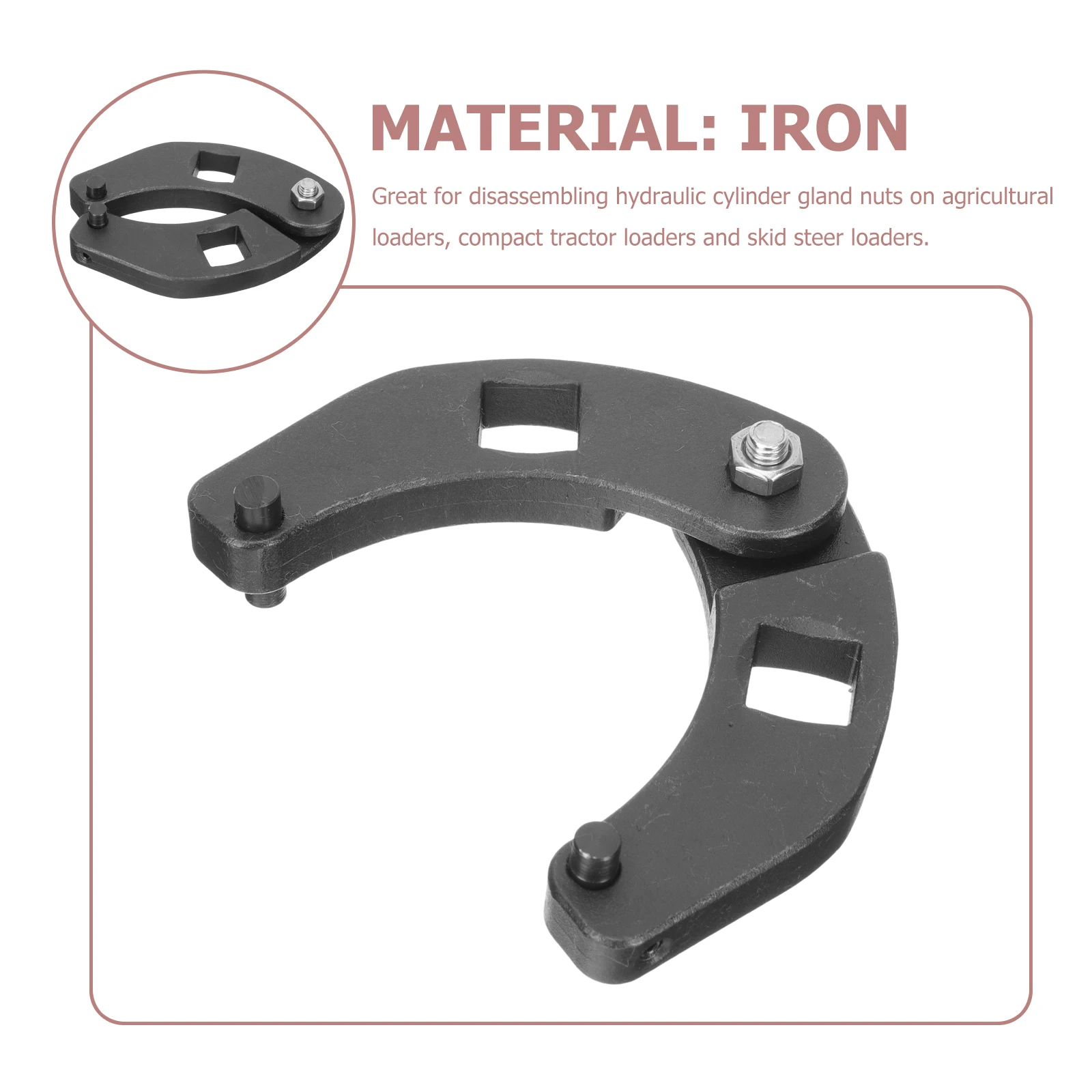 

Adjustable Wrench Durable Hydraulic Cylinder Spanner Nut Iron Reversible Pin Gland Nut Wrench Fits Tractor Skid Steer Loaders