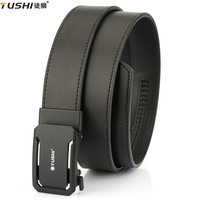 TUSHI New Fashion Men's Belt Men's Genuine Military Leather Belt Automatic Buckle Ratchet Tactical Belt Random Adjustment Girdle