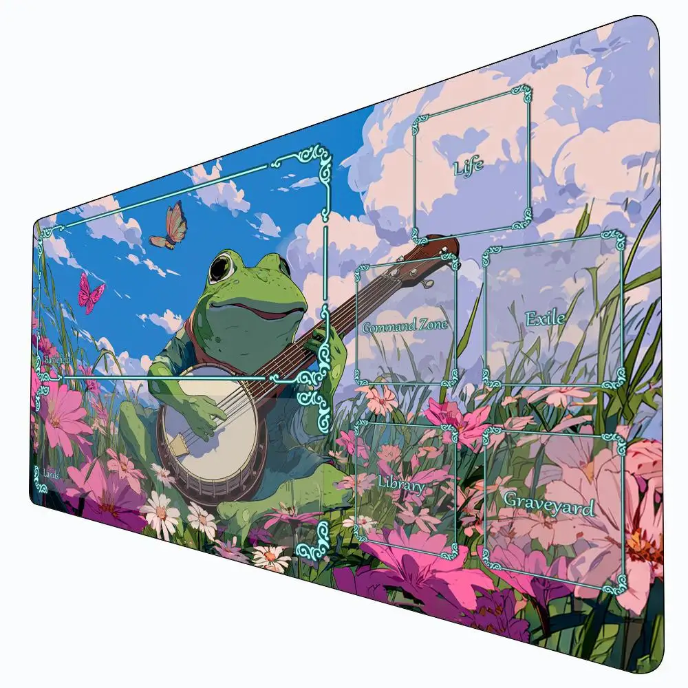 Elegant Frog Musician MTG Playmat Magic Card Battle Mat Non-Slip Durable 35X60CM Commander playmat Board Game Mat for TCG