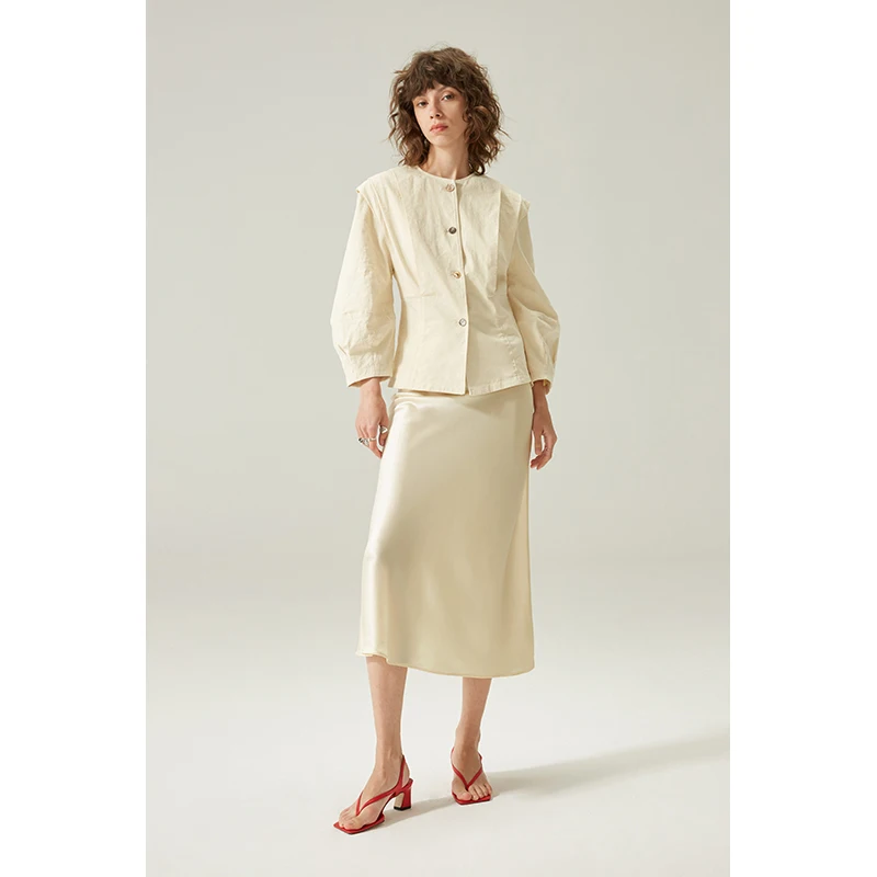 

RUIEE Triple Acetate Satin Wide Leg Pants Fi Tail Skirt Straight Cut 3D Tailoring Casual Trousers for Women Summer Season