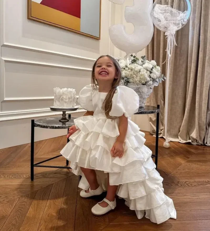 Vestido de fiesta esponjoso para niña, vestido de princesa de cumpleaños, vestido de graduación, con cola larga ropa de bebé, nuevo