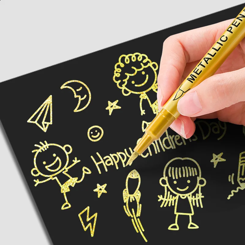 موضة المعادن الحرفية القلم رسم غرامة خط القلم الفنان أنيمي اللوحة الهزلية ماركر أداة مدرسة مكتب التموين القرطاسية هدية #3