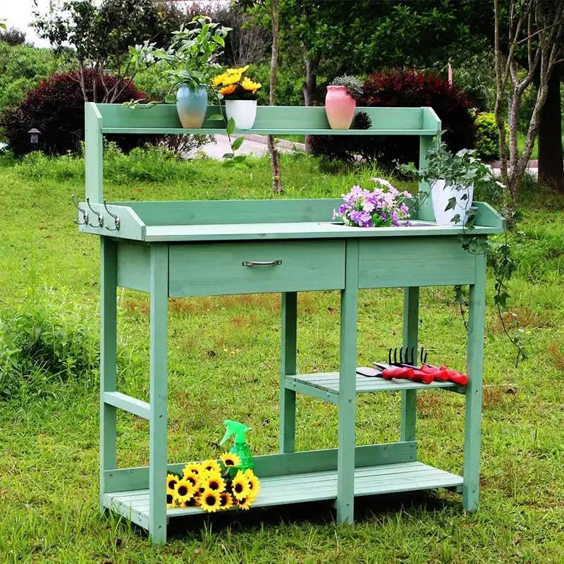 

Outdoor horticultural operation table rectangular storage rack, rural decoration balcony flower rack, flower planting tool