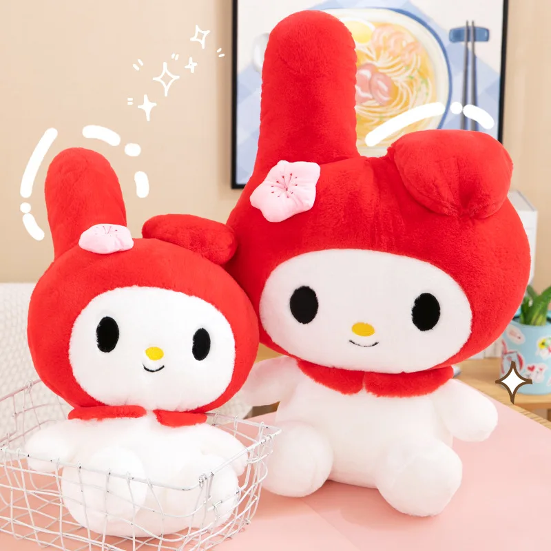 Kawaii Red Melody Plushies Sanrio Character My Melody Cute Soft Plush Dolls Christmas Gifts For Children