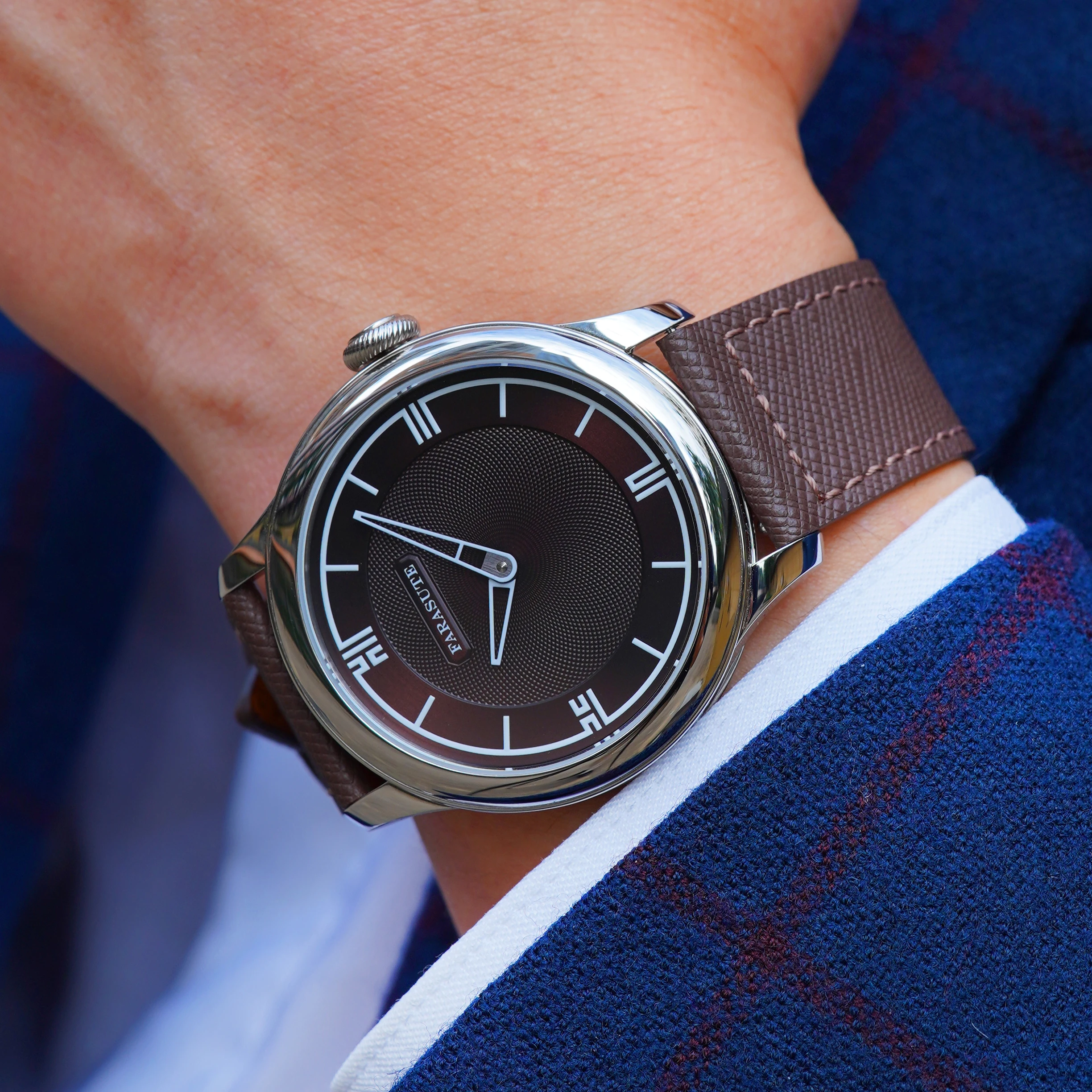 FARASUTE ساعة رجالية فاخرة 40 مللي متر دليل لف ساعة اليد الميكانيكية الياقوت مرآة احتياطي الطاقة عرض 80 ساعة