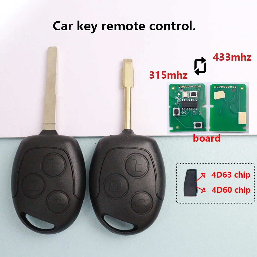 3 Buttons Original Size Car Key Fob Remote Control for Ford Focus Mk2 MK7 Mk5 Mk6 Fiesta Fusion Mondeo Mk3 Transit Street Ka