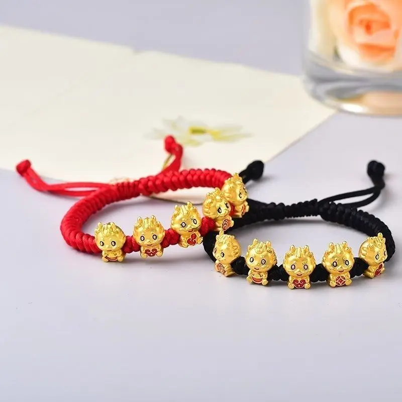 Bracelet Année du Dragon pour Homme et Femme, Corde à Main du Dragon localité Wufu, Longue Corde Rouge du Zodiaque, Tissage, Cadeaux du Nouvel An