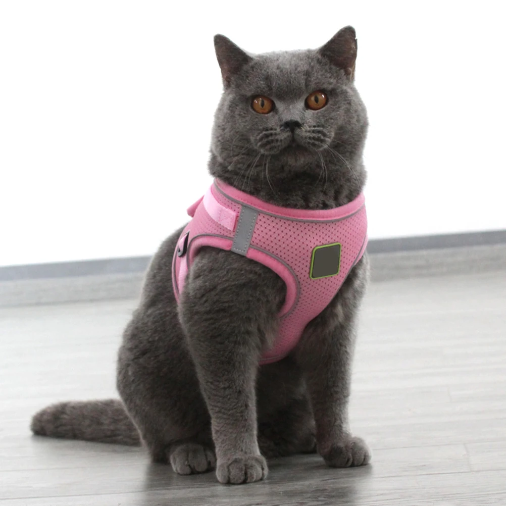 

Reflective Dog Harness Set Chest Protector Soft Vest Pink Outdoor Training Puppy Leash Adjustable Durable Easy Clean Breathing