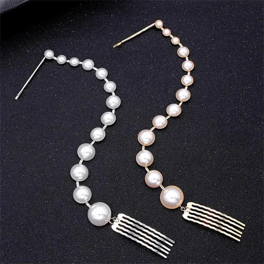 Charm Bridal Pearl Hair Chain Accessories Jewelry Wholesale for Women Fashion Party Girls Wedding Hair Combs Clip Headband Gift