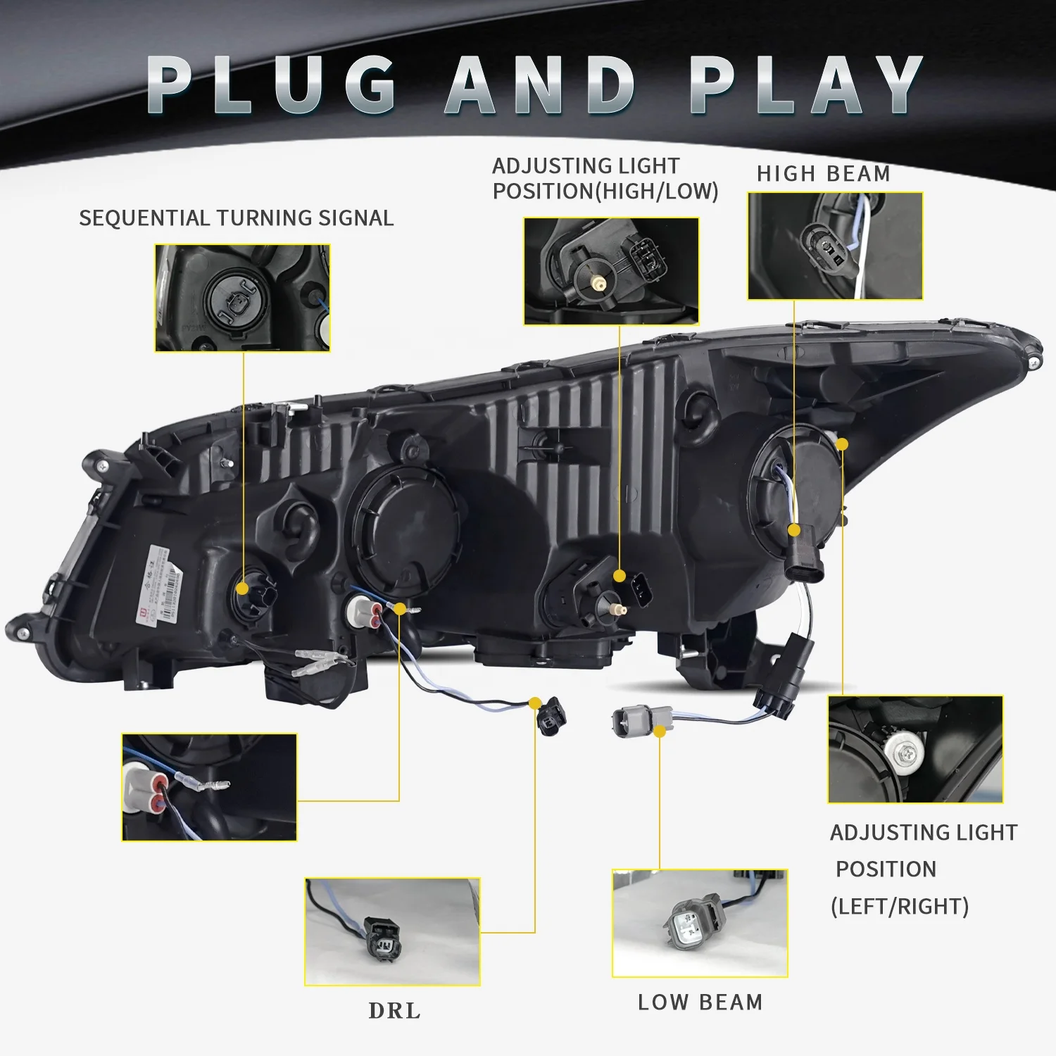 For honda accord auto front lamp with light from blue turn to white 2008-2012 full led headlamp for accord 8th headlights