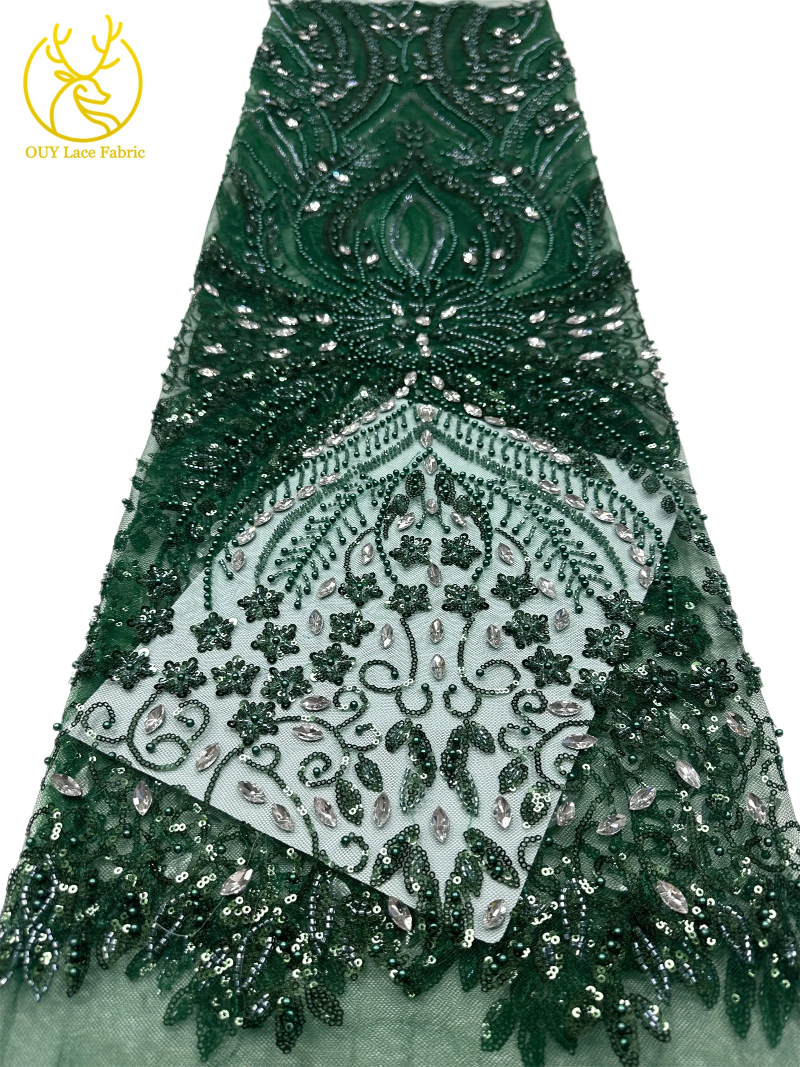 2026 Neues Design Afrikanischer Perlen-Diamant-Spitzenstoff Französischer Nigerianischer Pailletten-Tüll für Damen Partykleid Dekoration Nähen – Detail 36