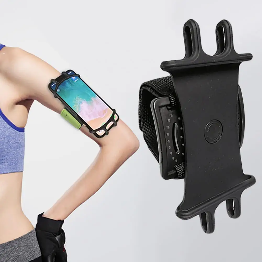 

360 Degree Rotatable Elastic Strap Phone Arm Strap Silicone Universal Cell Phone Holder Wristband for 4.7-7.2 Inch Phone