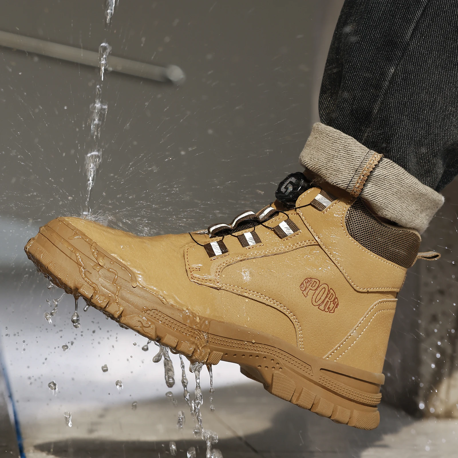 GUYISA Men's anti smashing and anti piercing rubber outsole work shoes are fashionable and versatile