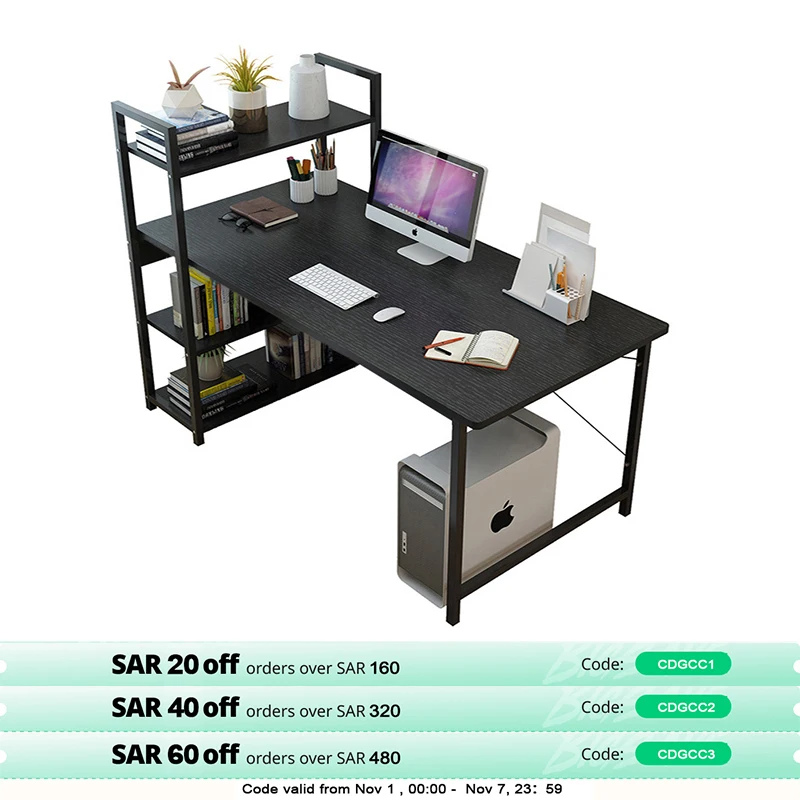 Computer Desk with Storage Shelves Study Writing Table for Home Office,Modern Simple Style