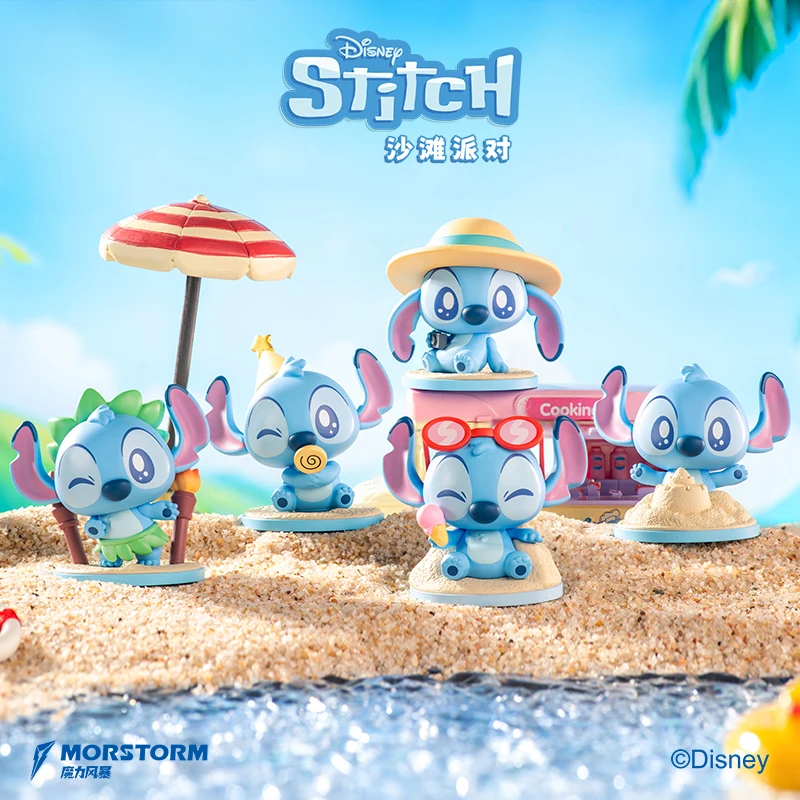 

Lilo & Stitch Официальная пляжная вечеринка слепая коробка Stitch микрофигурки набор милая коллекционная виниловая игрушка летний песок серфинг декор подарок