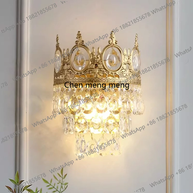

French retro crystal wall lamp, American homestay hotel corridor living room bedroom bedside wall lamp
