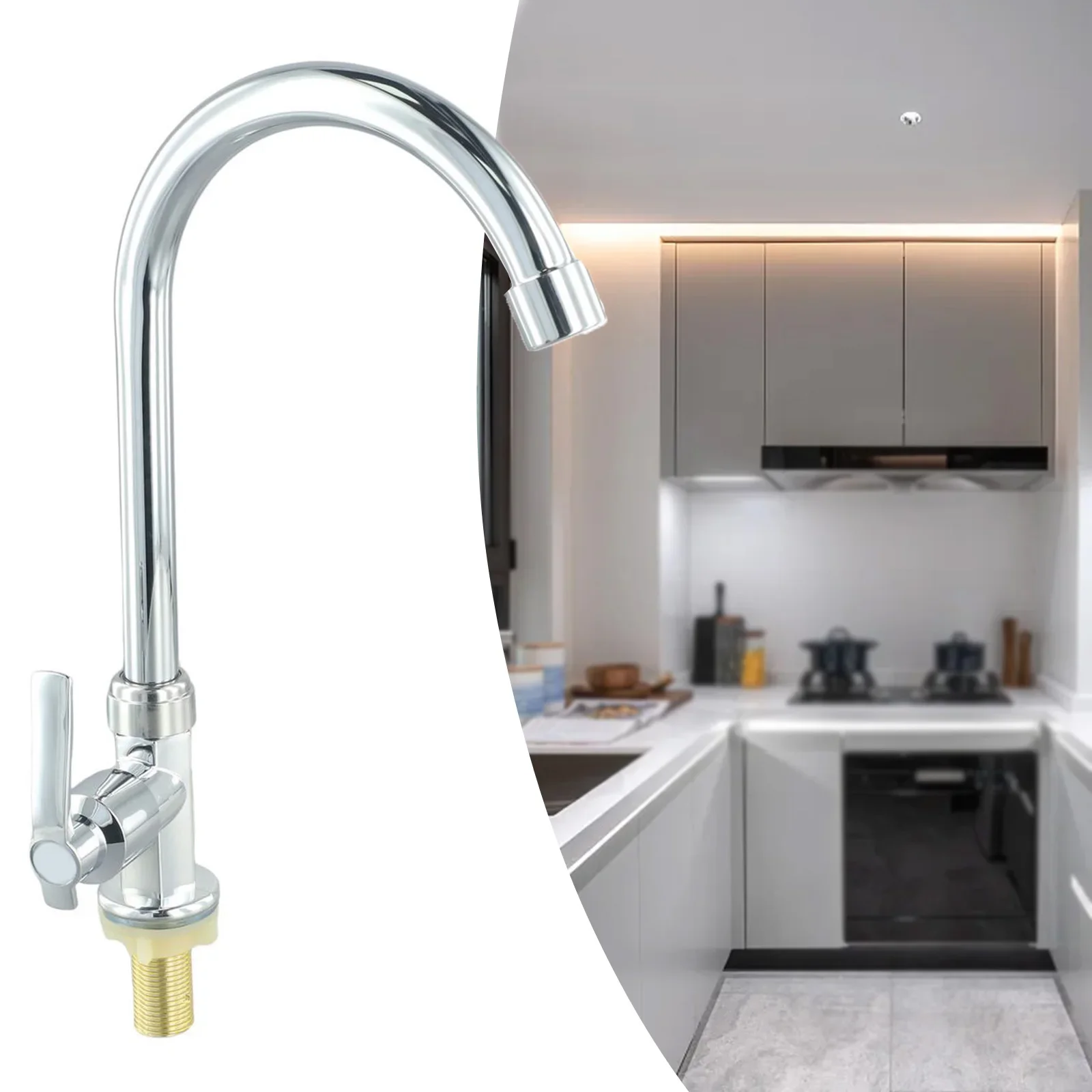 

Sink Cold Taps Faucet Kitchen Sink Faucet Modern Plating Single Lever Hole Water-saving Tap Universal Kitchen Accessories