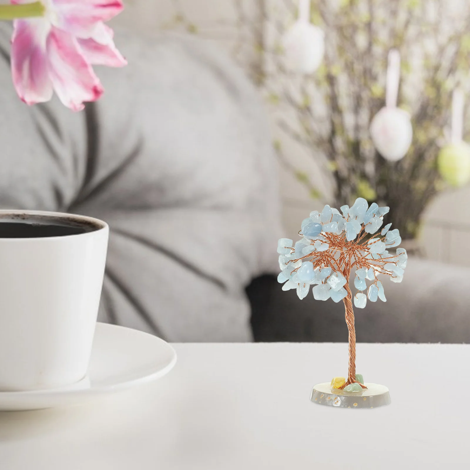 Exquisite Crystal Tree Decor Tabletop Ornament Beautiful Color Creative Shape Delicate Crystal Tree Craft Decoration Home Office