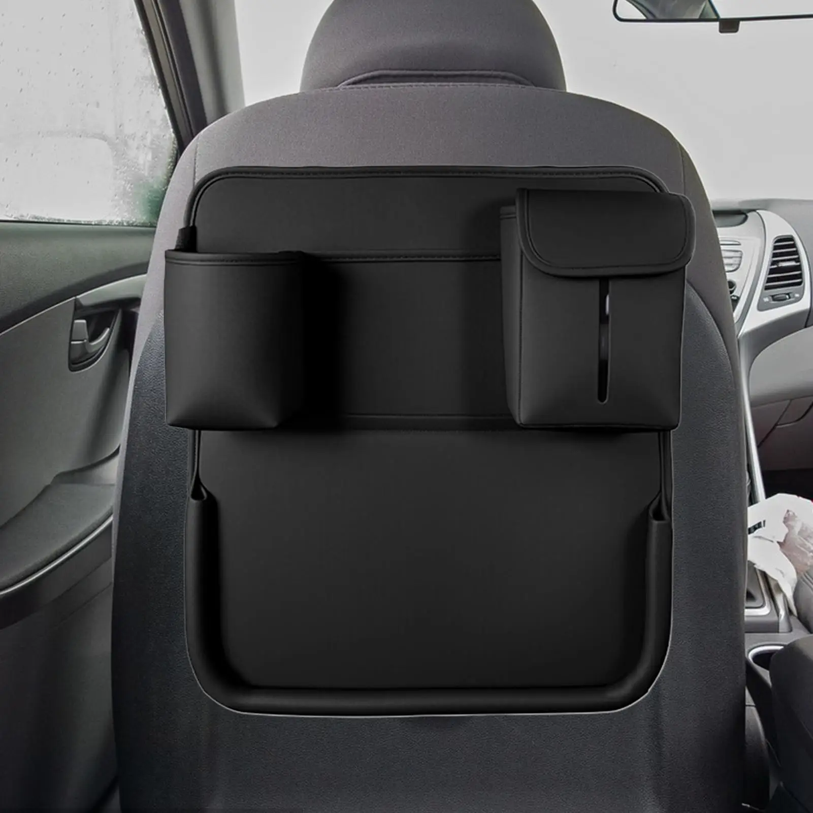 

Car Seat Back Storage Rack Auto Car Rear Seat Tissue Box PU Leather Kids Travel Seat Back Organizer For Vehicle Truck SUV