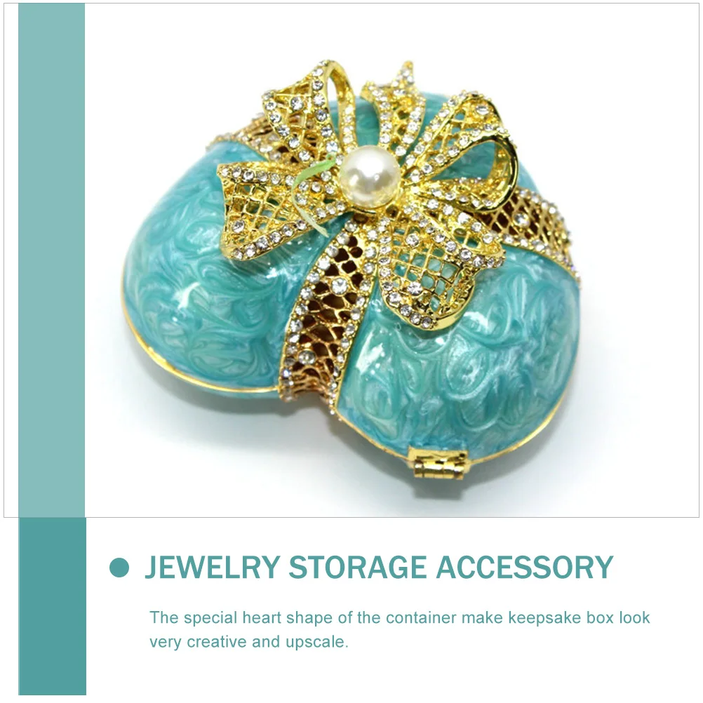 Heart Shaped Jewelry Box Sky Blue Zinc Alloy Hollow Desktop ganizer Earring Storage Case Necklace Holder Gifts