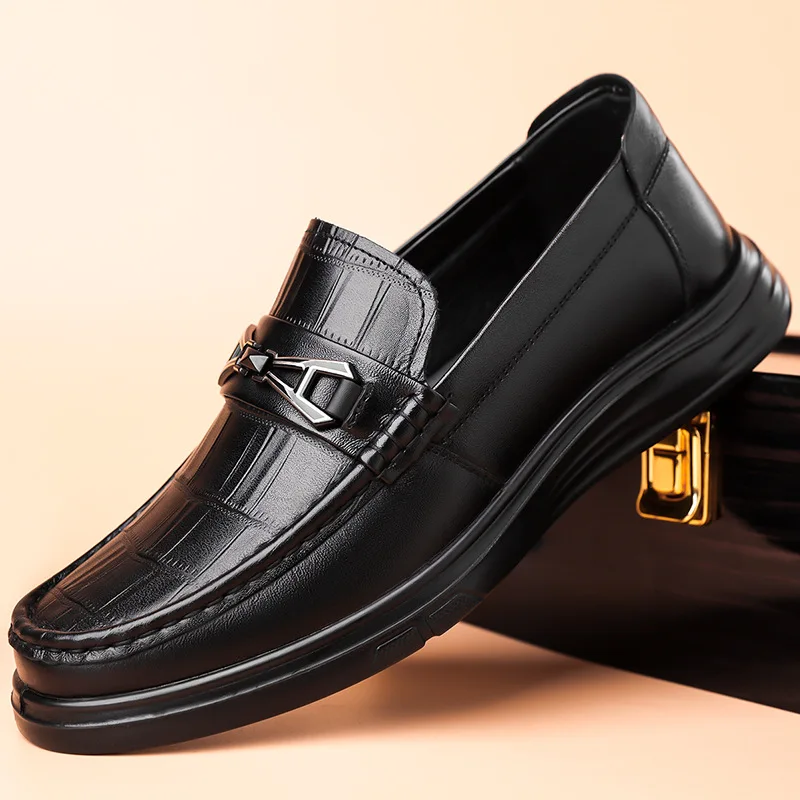 

Fashion Casual Shoes for Men Cow Leather Breathable Formal Business Men's Loafers Spring Autumn Black Luxury Shoes Male