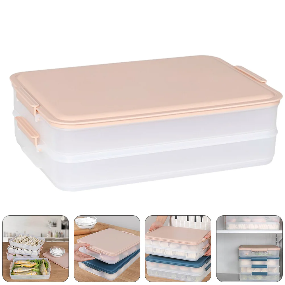 

1 pc Pp Large Capacity Fresh Storage Box Multi-Layer Sealed Food Container For Household Dumpling Preservation Foldable