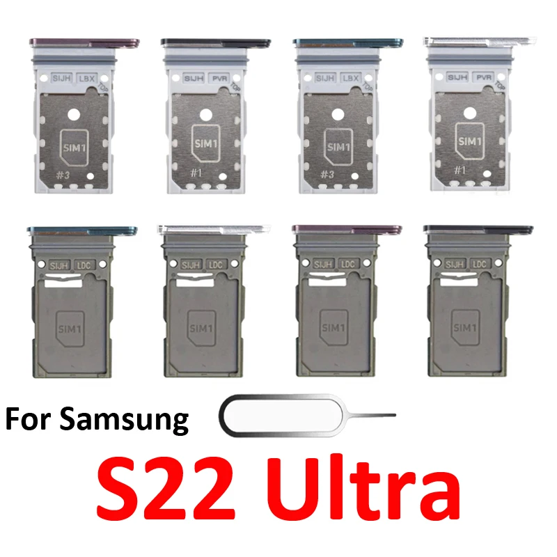 For Samsung Galaxy S22 Ultra 5G S908 S908B Phone New Housing Chip SIM Card Tray Slot Holder Pocket Single Dual Black Green