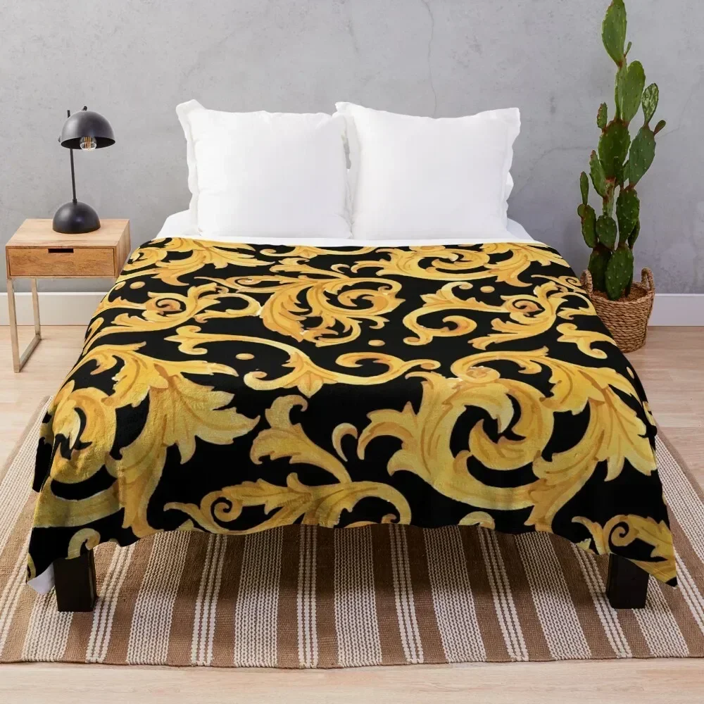 

Baroque Pattern Throw Blanket Soft Beds Travel Thermal Luxury St Blankets
