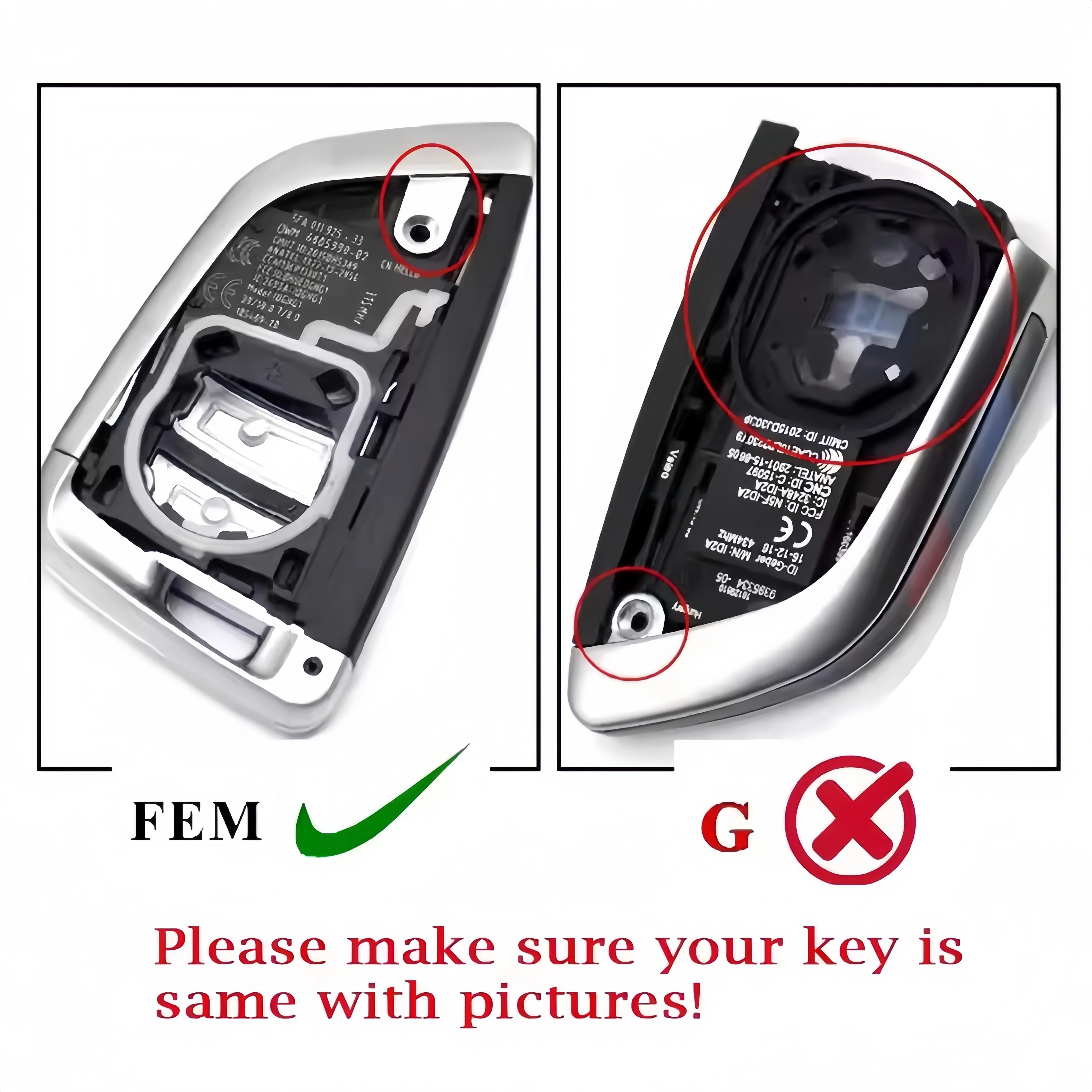 XJMYNB FEM CAS4 CAS4 + حافظة مفتاح السيارة عن بعد فوب لسيارات BMW 1 2 3 4 5 6 7 Series X1 X3 X5 X6 X5M X6M 2/3 أزرار مع شفرة #5