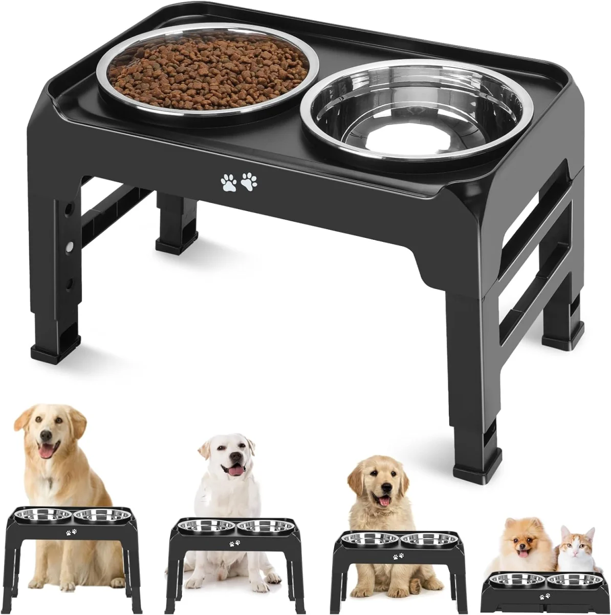 The Latest Elevated Dog Bowl With Adjustable Height and Slow Feeding  2 Stainless Steel  Floating Bowl