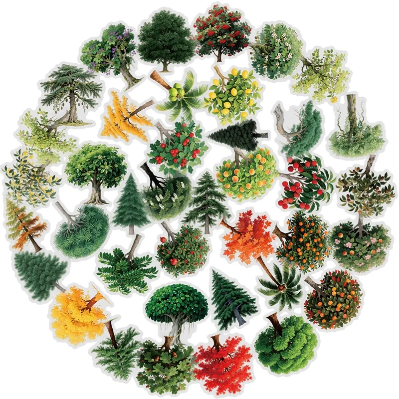 

56PCS Forest Trees Colored PET Sticker Aesthetic Sticky Transparent DIY Phone Laptop Luggage Skateboard Graffiti Decals